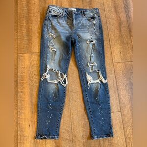 KanCan Highrise Boyfriend Jean - Bleach Splatter - Sizes 11 / 29 EUC Women Jeans